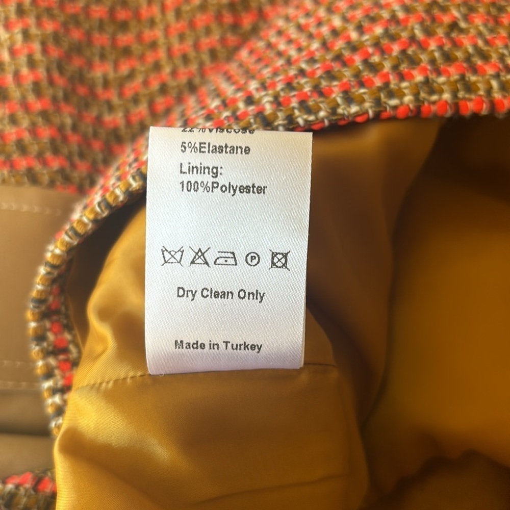 NWT Karen Millen Tweed And Contrast Pocket A Line Mini Dress Tan and Orange 10 - Picture 12 of 13